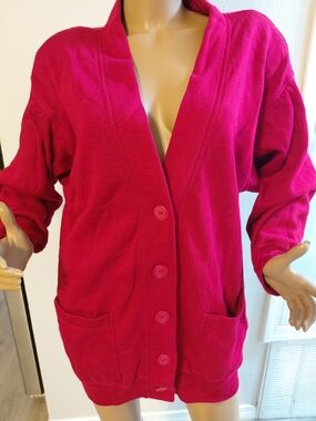 Women's Fuchsia Button-Front Cardigan Sweater